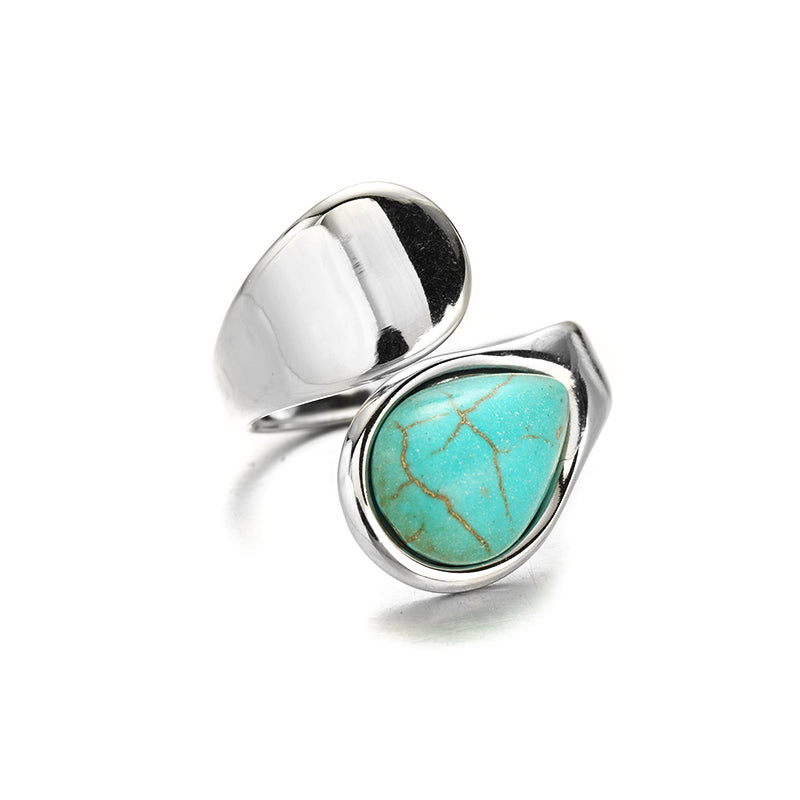 Boho Simple Turquoise Open Ring