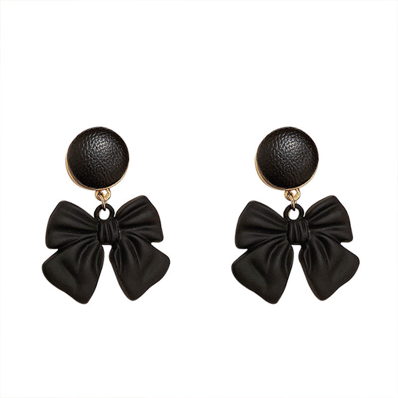 Black Coquette Bow Dangle Earrings