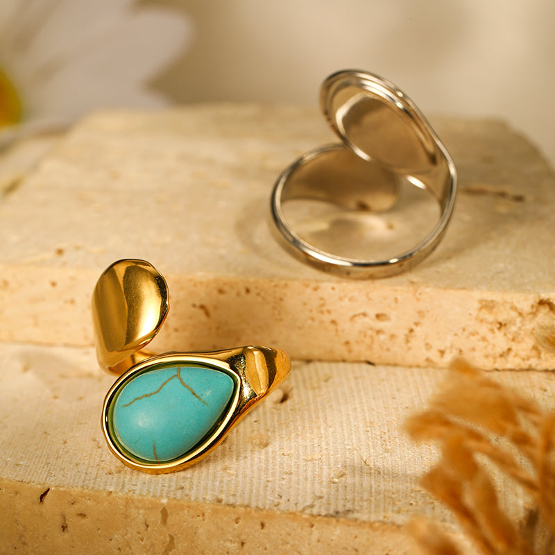 Boho Simple Turquoise Open Ring