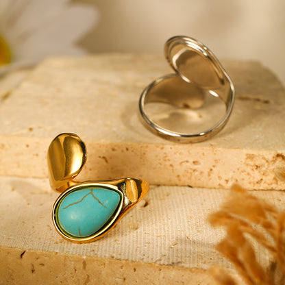 Boho Simple Turquoise Open Ring