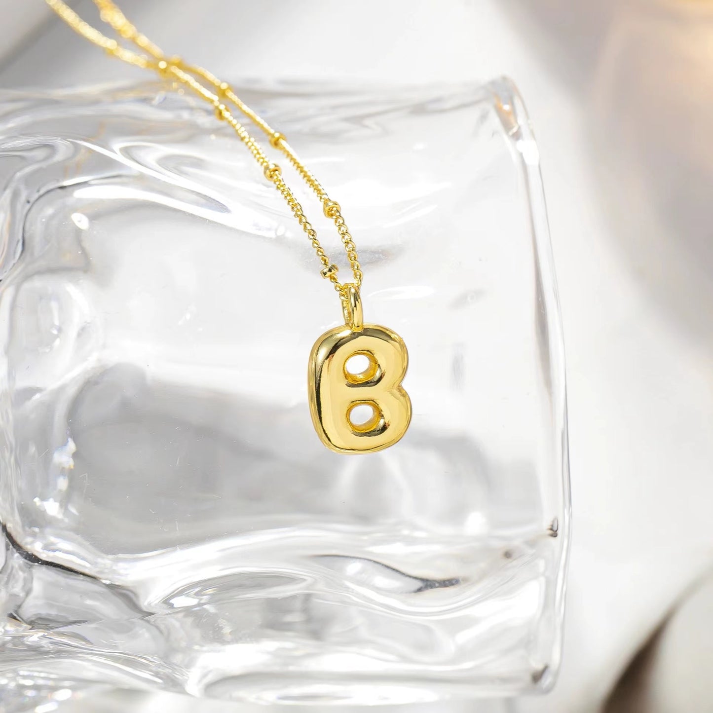 Custom Balloon Initial Pendant Necklace