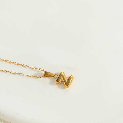 Minimalist Balloon Letter Pendant Necklace