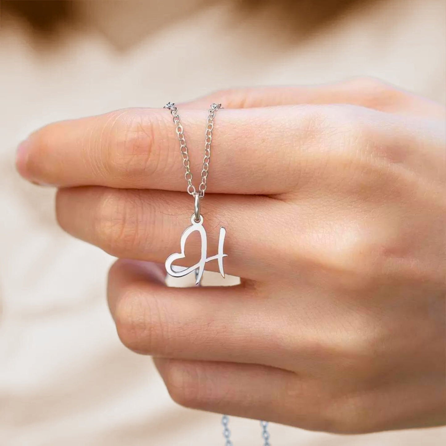 Custom Heart Initial Necklace