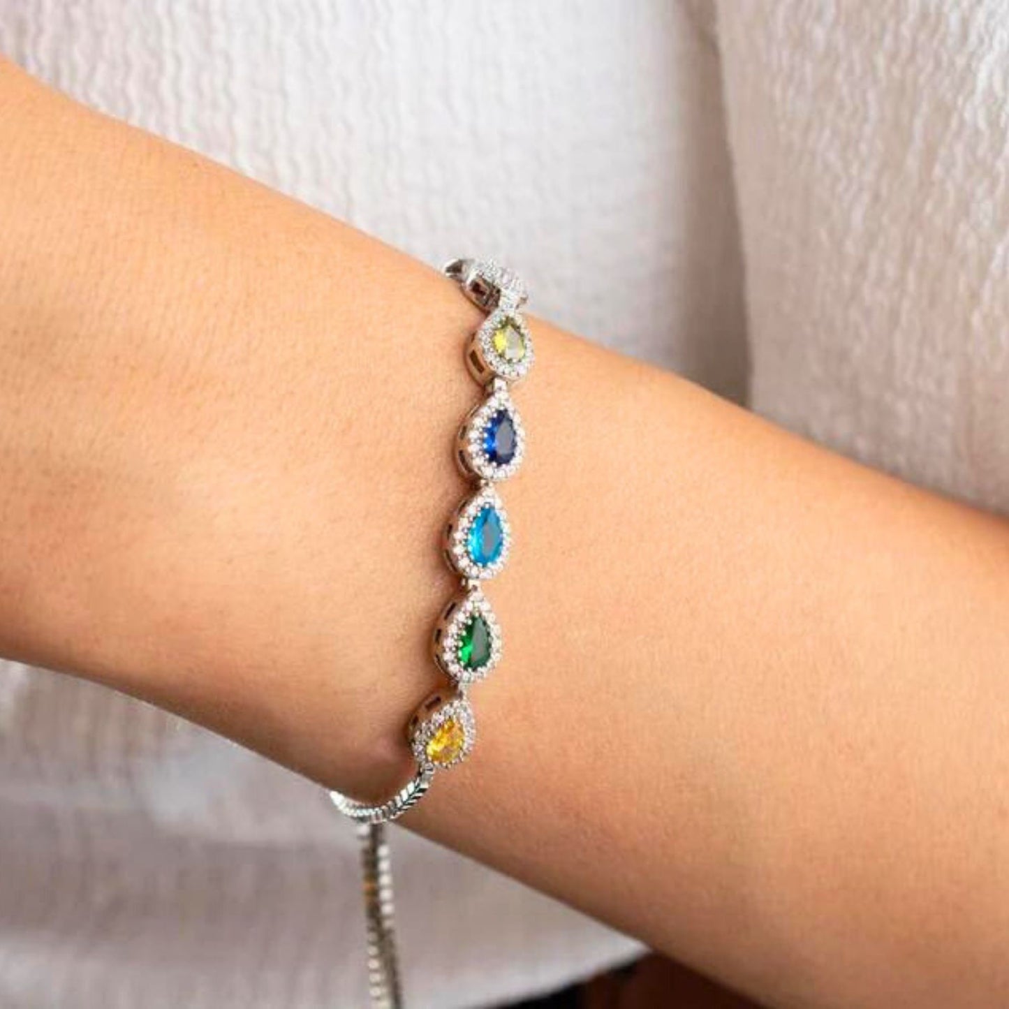 Combined Birthstones Adjustable Bracelet