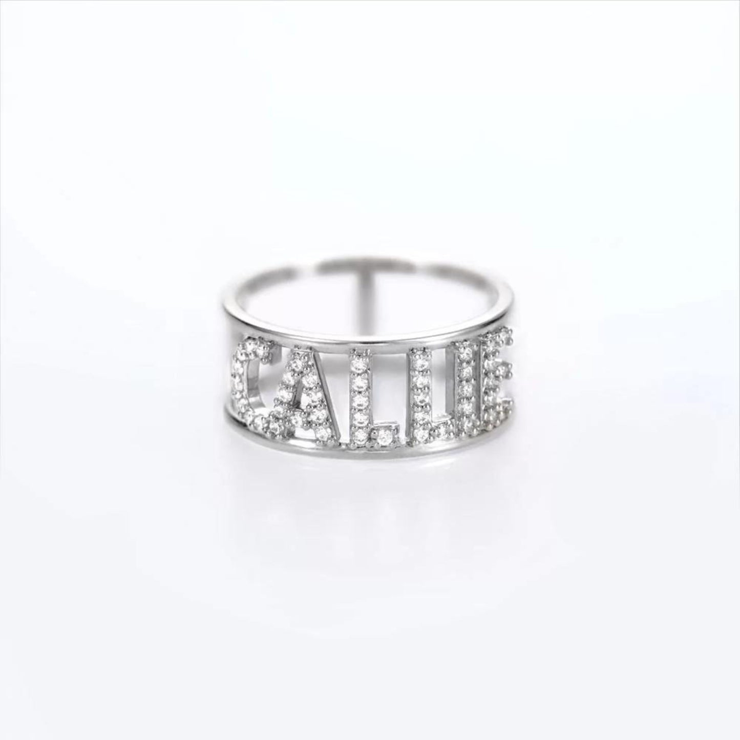 Personalized Crystal Name Ring