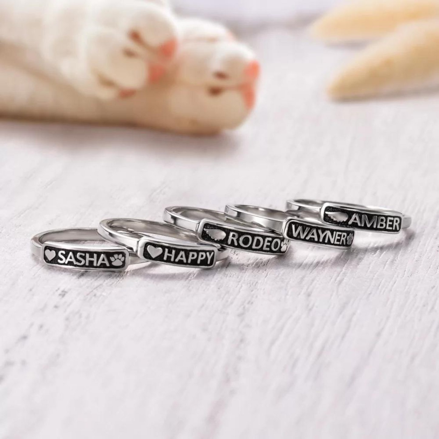 Personalized Pet Name Stackable Ring