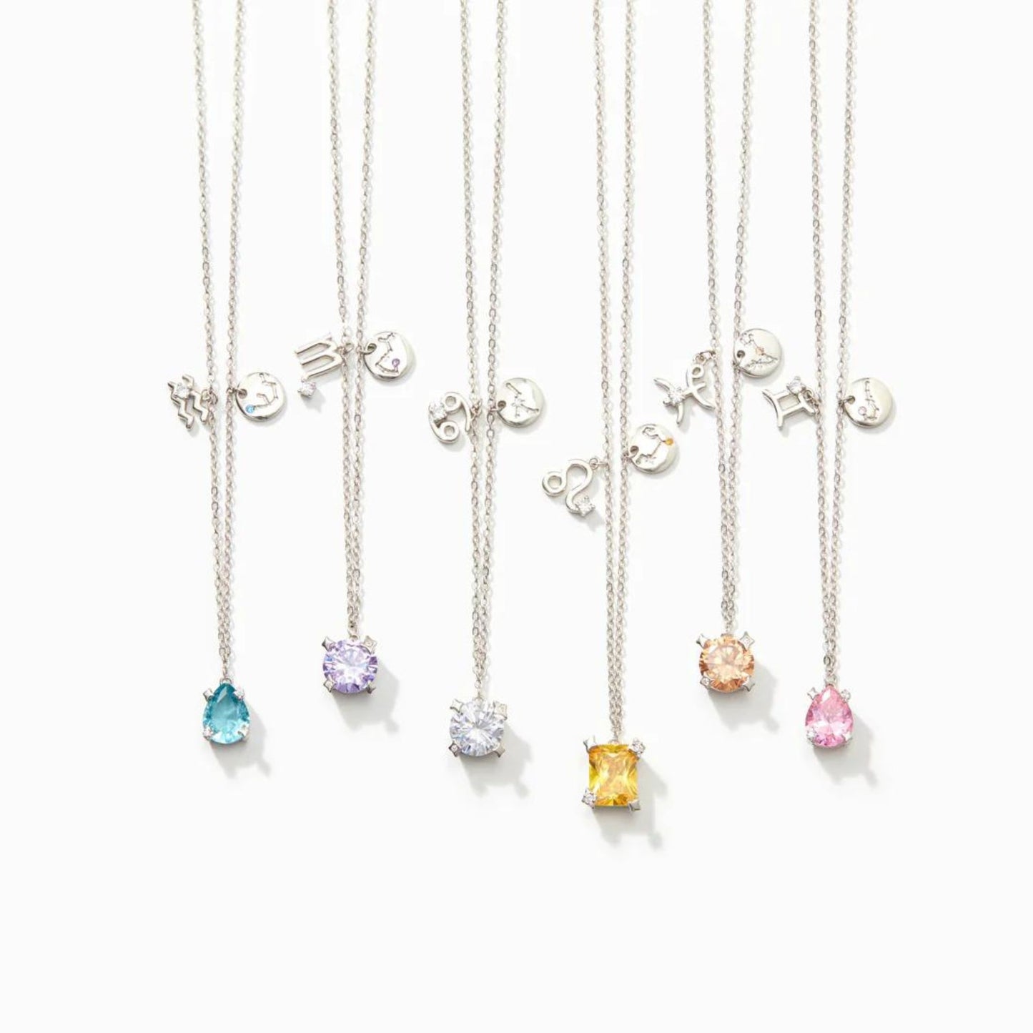 Zodiac Sign Birthstone Charm Necklace