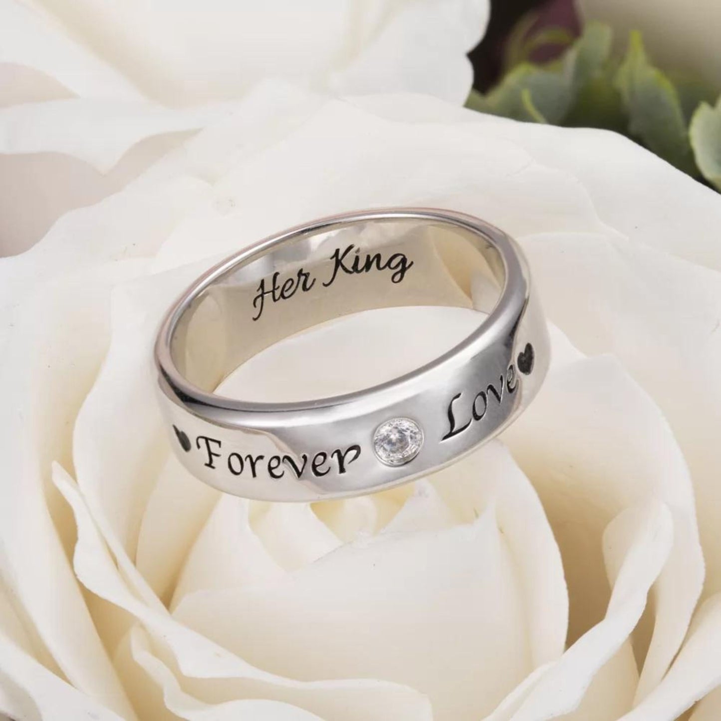 Personalized Birthstone Engraved Wedding Bands