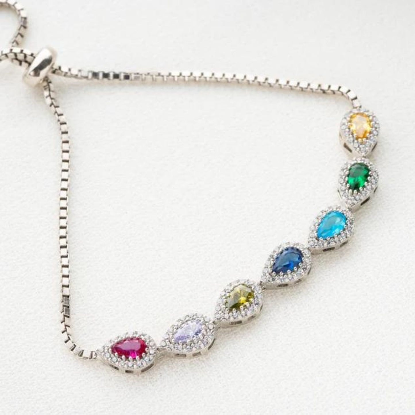 Combined Birthstones Adjustable Bracelet