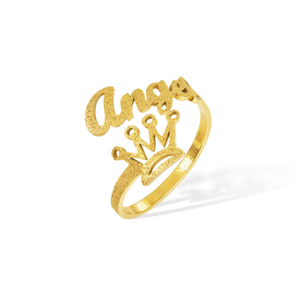 Personalized Crown Name Open Ring