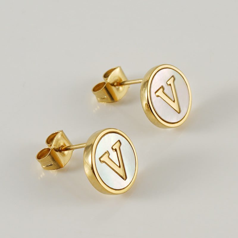 Custom Shell Letter Stud Earrings