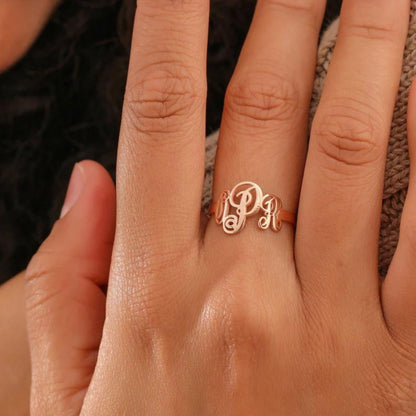 Custom Monogram Birthstone Ring