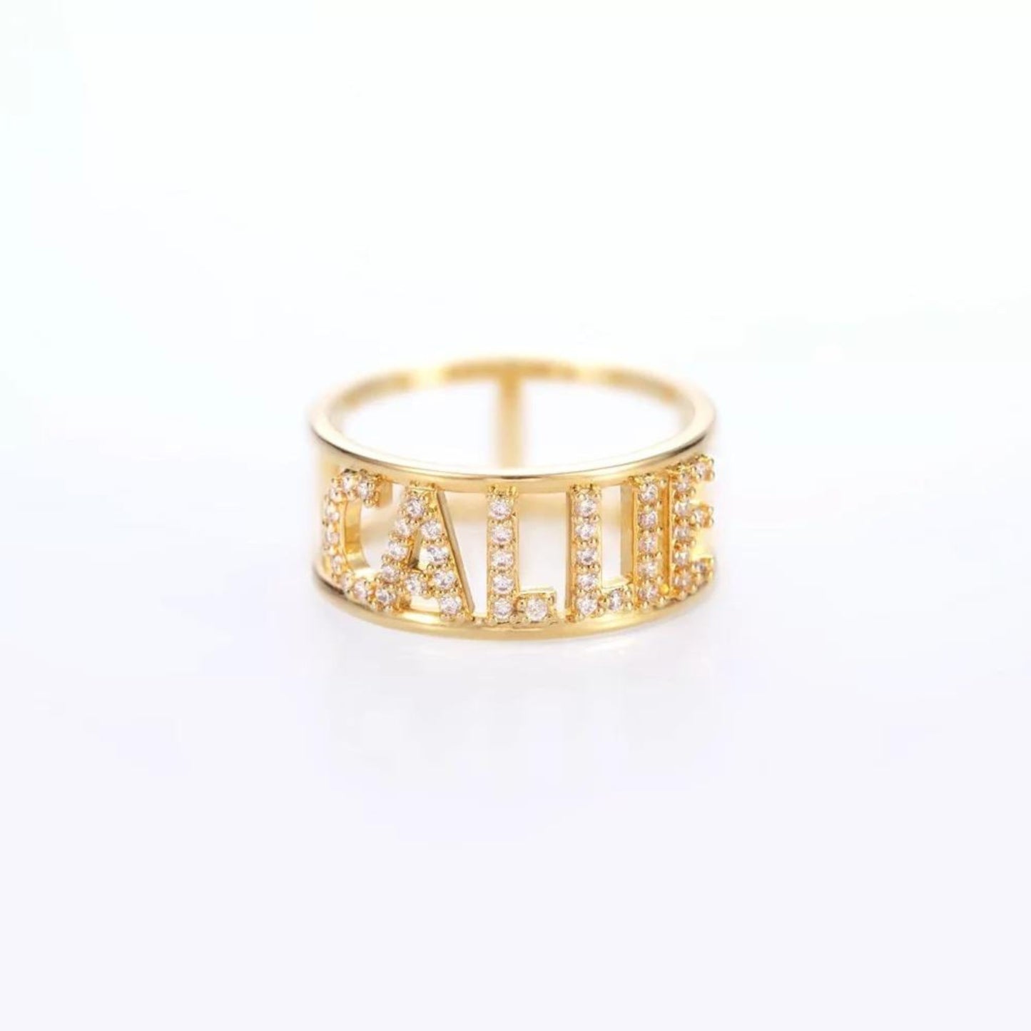 Personalized Crystal Name Ring