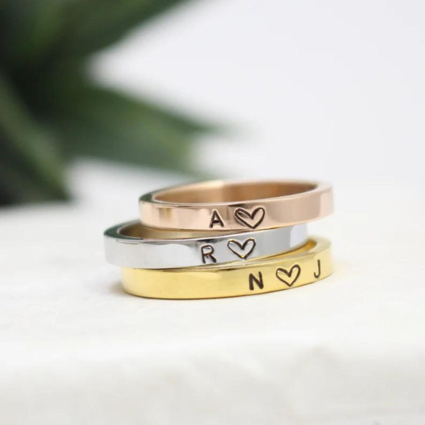 Custom Initial Engraved Stackable Rings