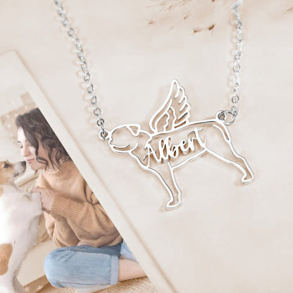 Custom Name Angel Dog Necklace