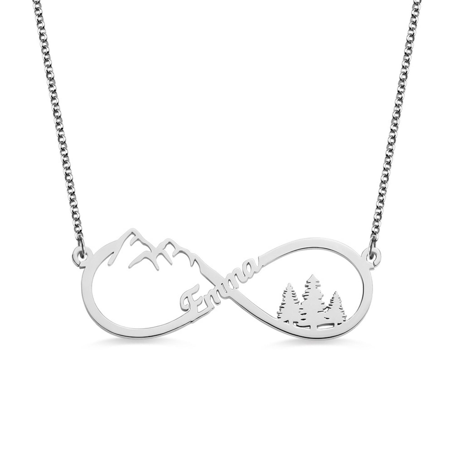 Custom Mountain Infinity Name Necklace