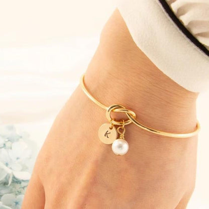 Custom Initial Knot Bangle Bracelet