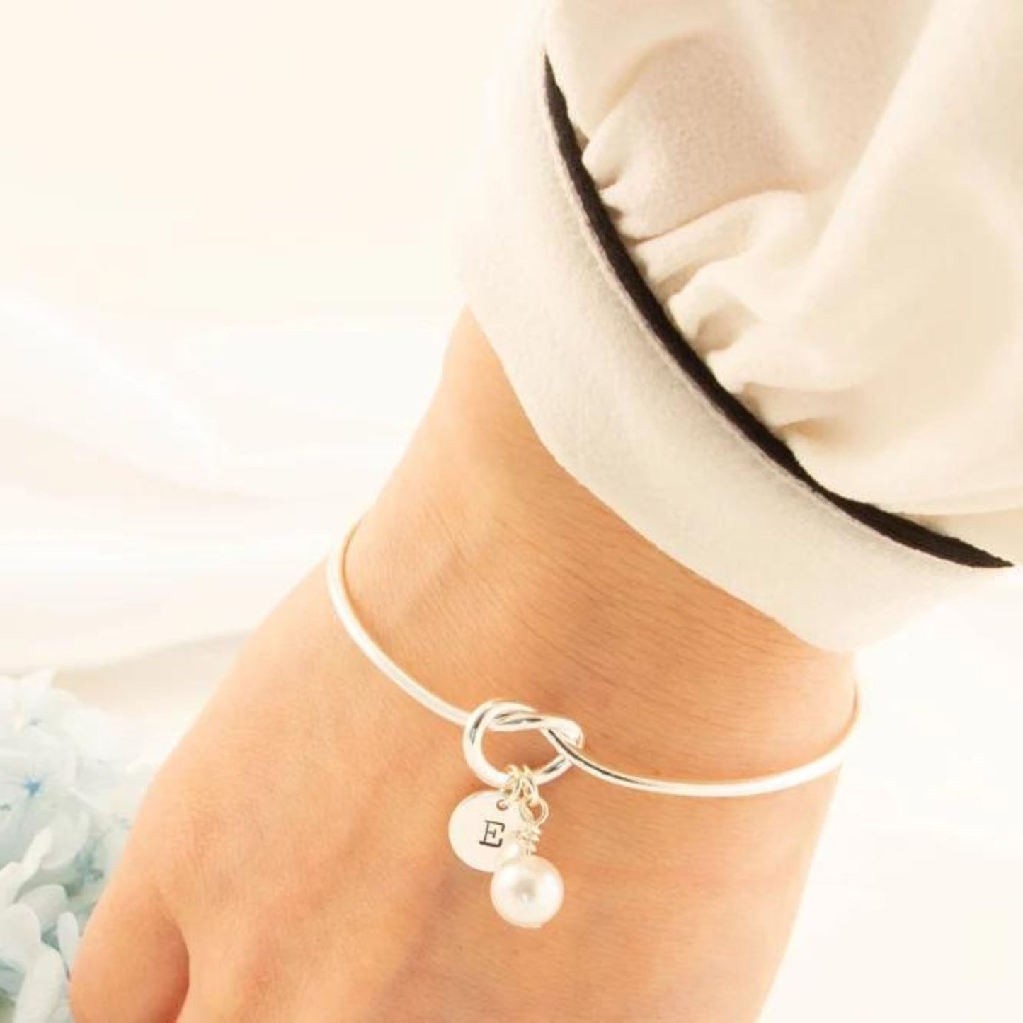 Custom Initial Knot Bangle Bracelet