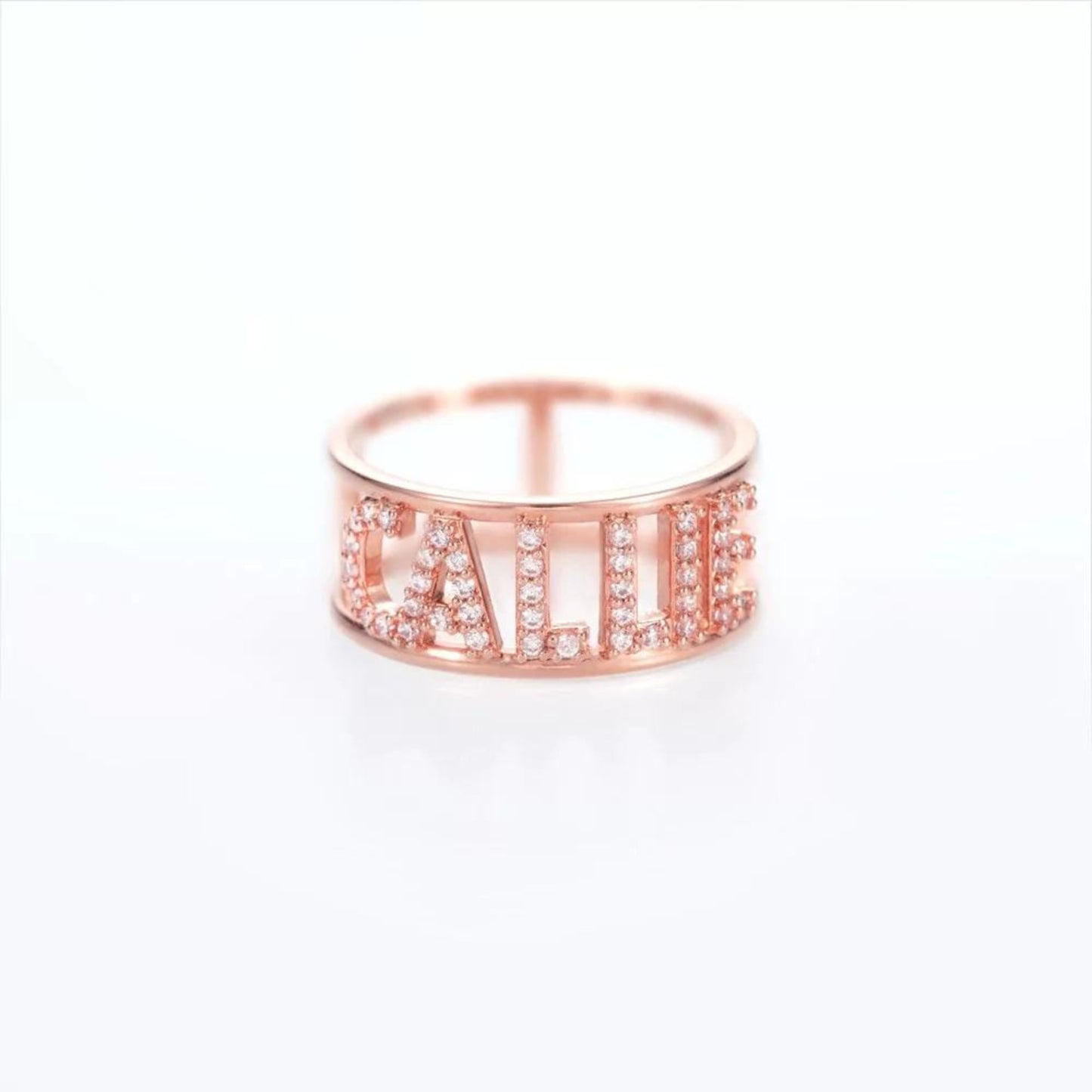 Personalized Crystal Name Ring