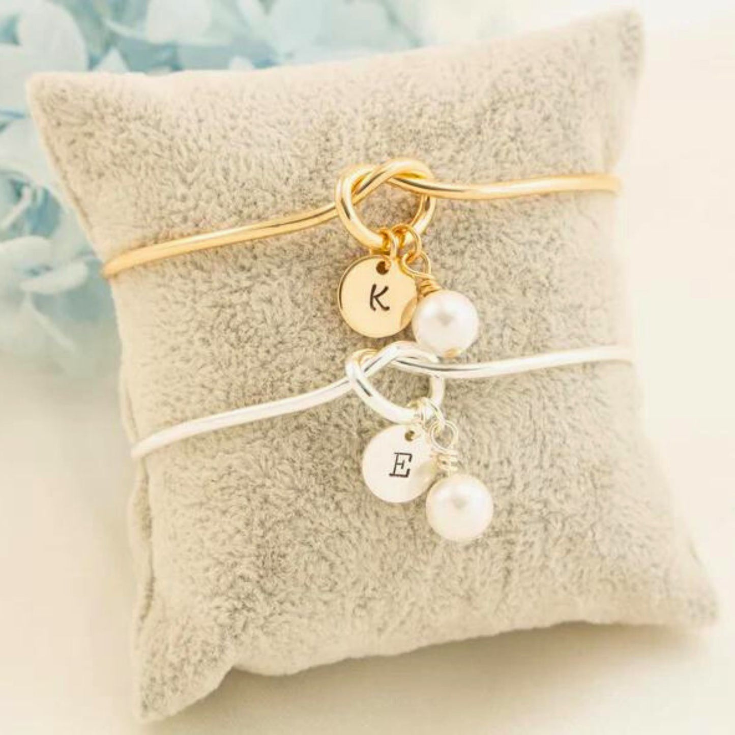 Custom Initial Knot Bangle Bracelet