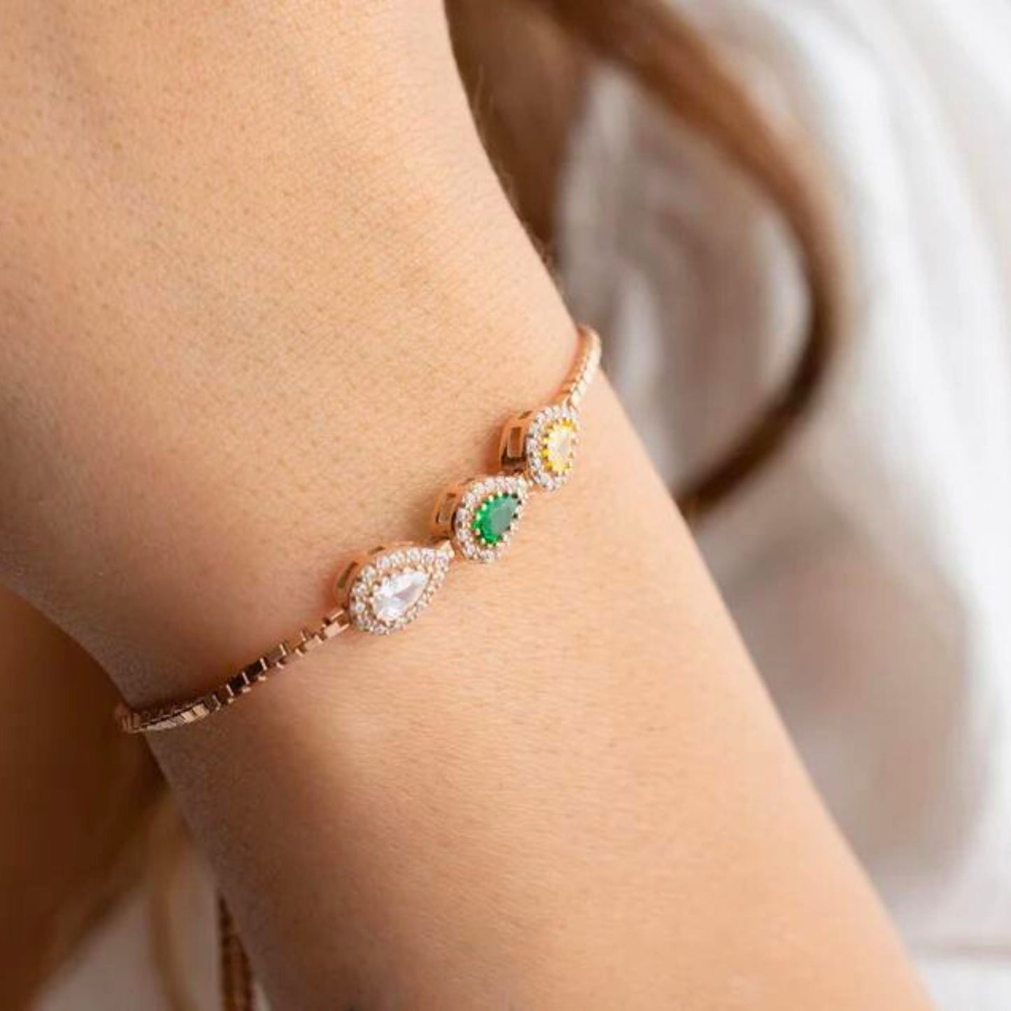 Combined Birthstones Adjustable Bracelet