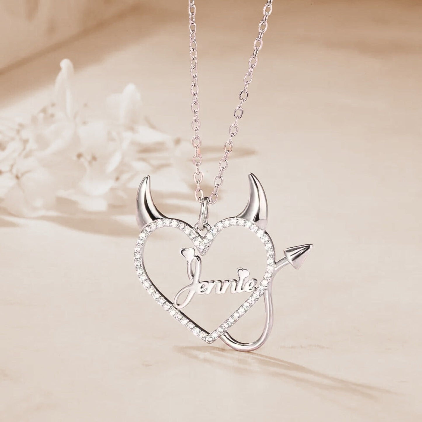 Personalized Devil Heart Name Necklace