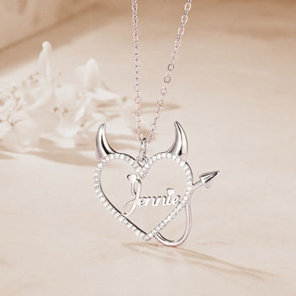 Personalized Devil Heart Name Necklace