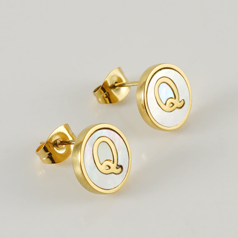 Custom Shell Letter Stud Earrings