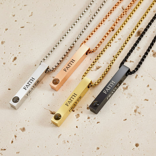 Custom Engraved Bar Projection Necklace