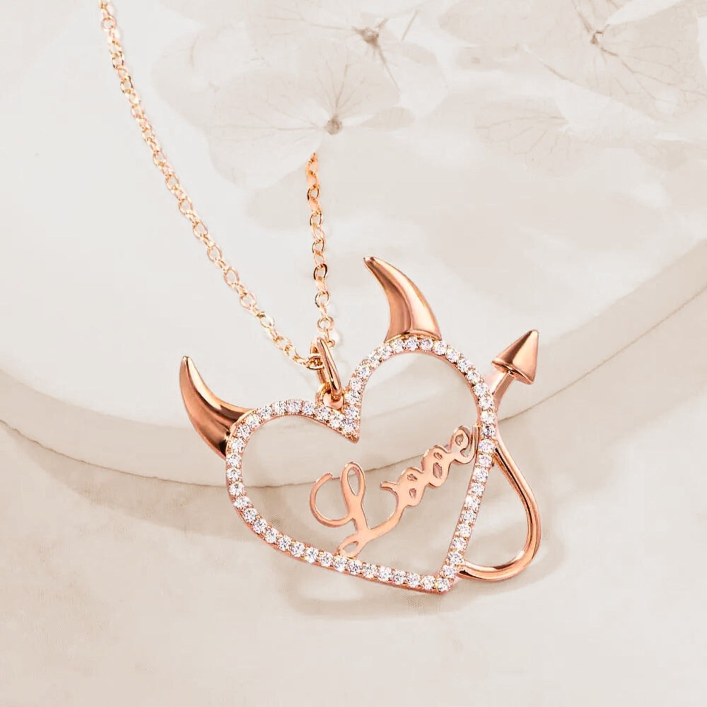 Personalized Devil Heart Name Necklace