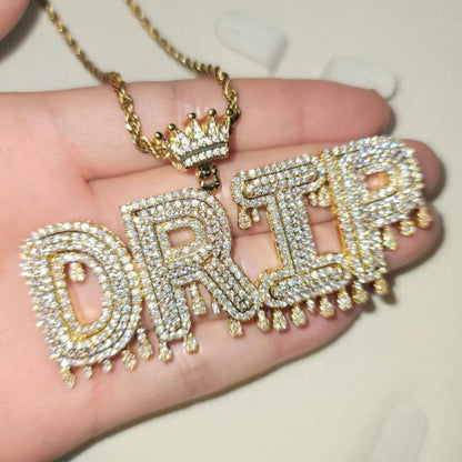 Custom Hip Hop Queen Letter Necklace