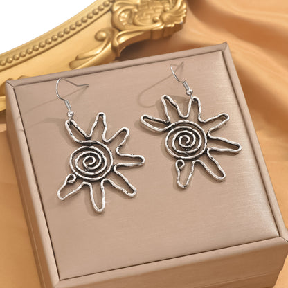 Silver Boho Sun Hook Earrings