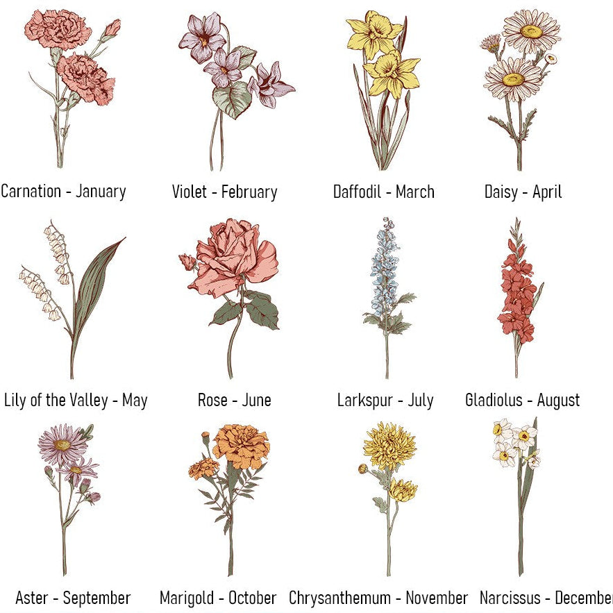 Custom Birth Flower Name Jewelry Box - Large