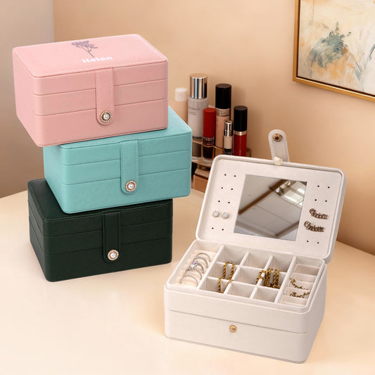 Custom Birth Flower Name Jewelry Box - Large