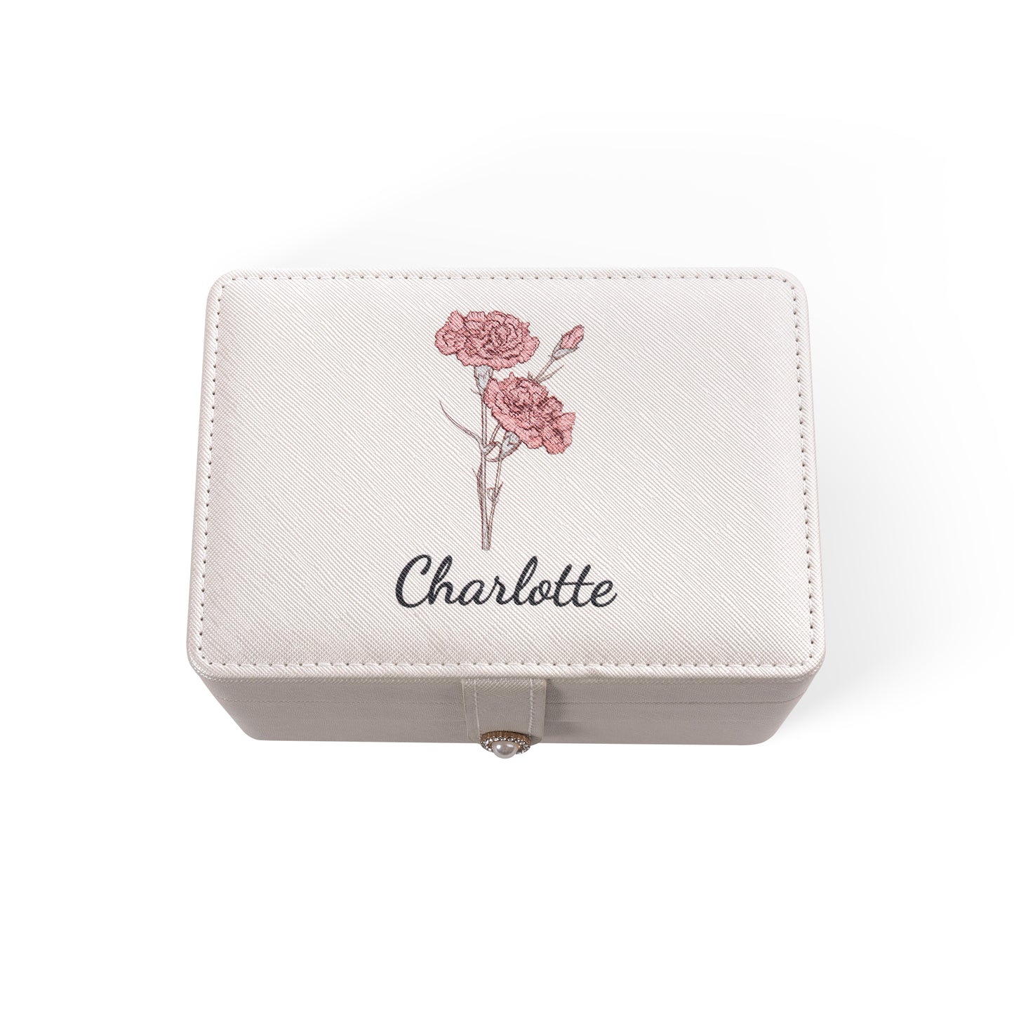 Custom Birth Flower Name Jewelry Box - Large