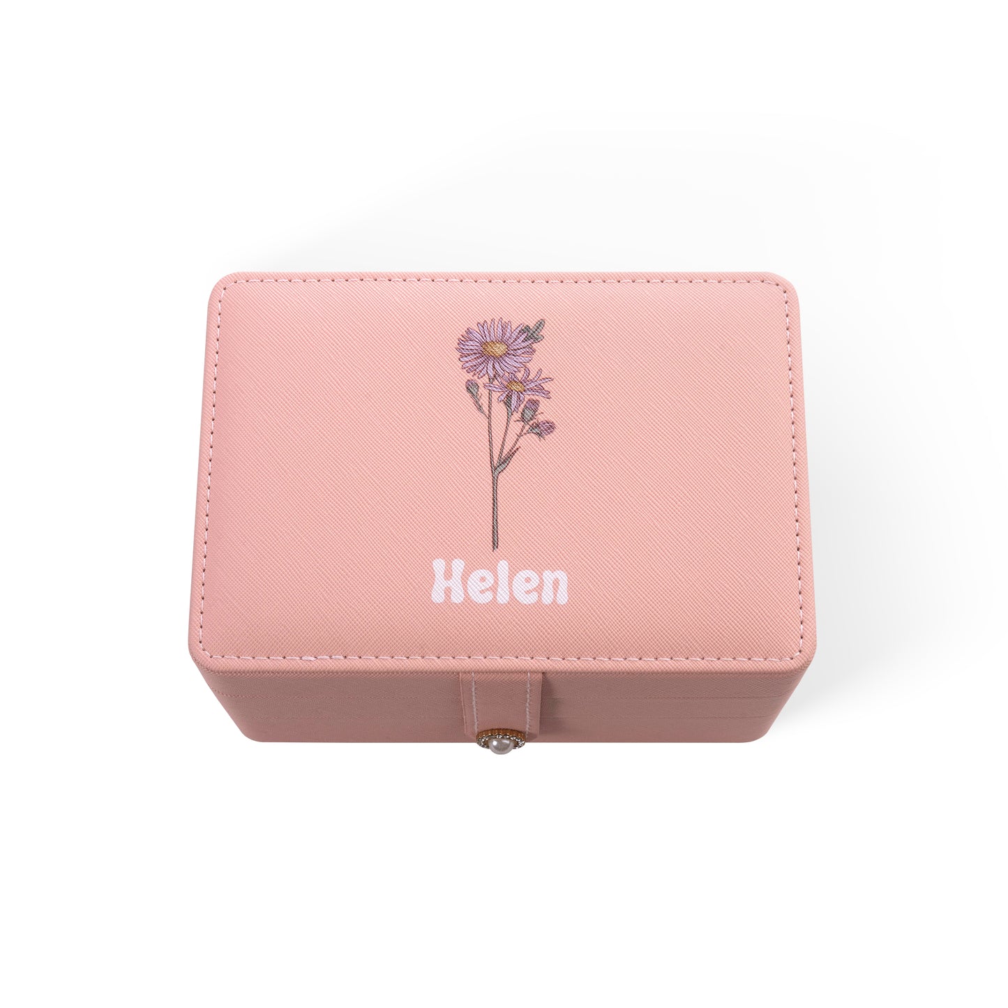 Custom Birth Flower Name Jewelry Box - Large