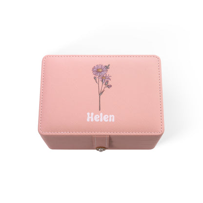Custom Birth Flower Name Jewelry Box - Large