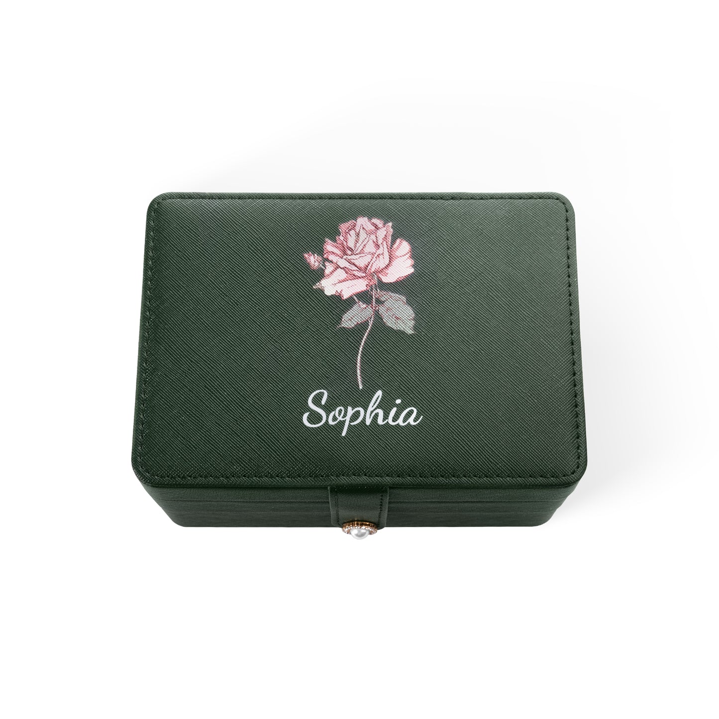 Custom Birth Flower Name Jewelry Box - Large