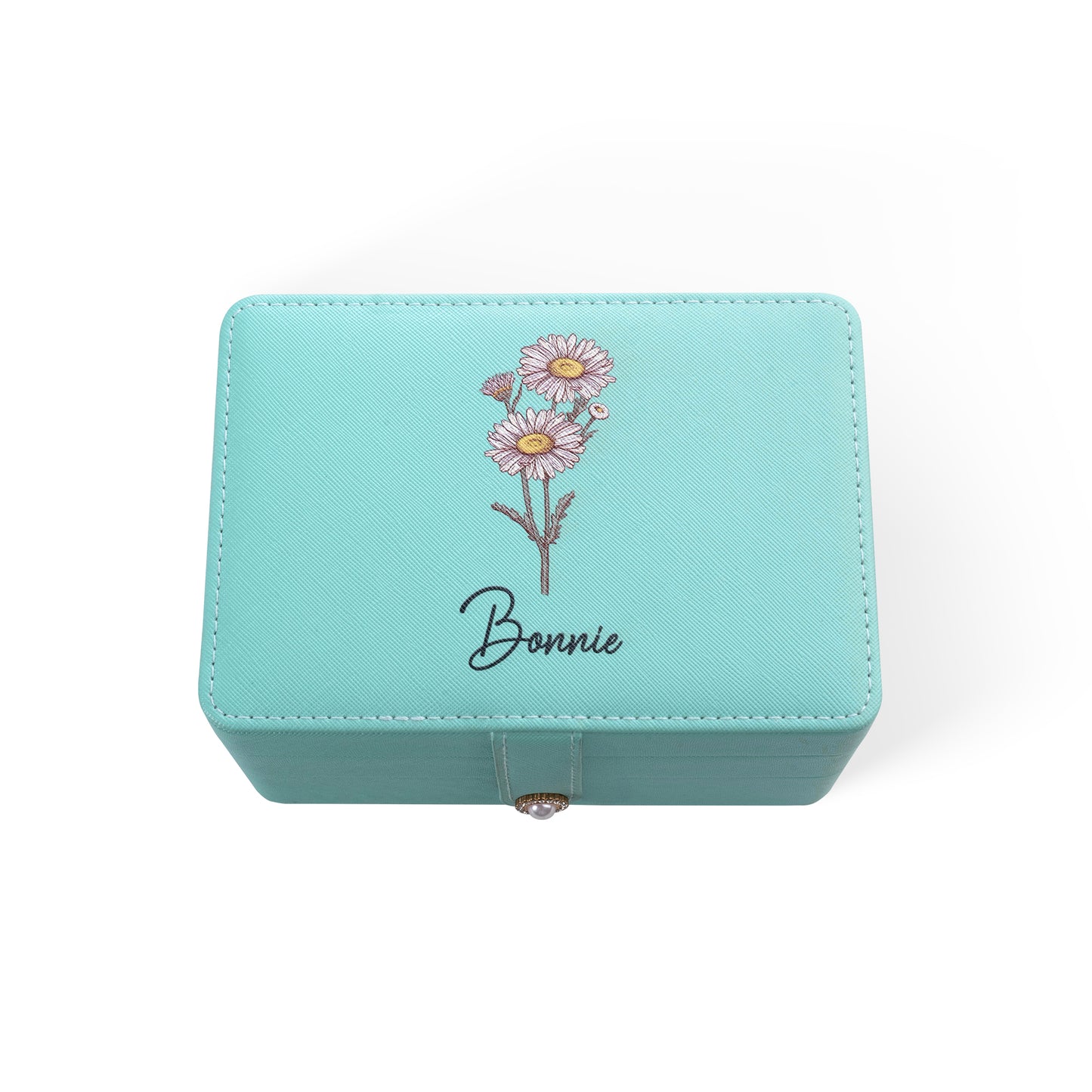 Custom Birth Flower Name Jewelry Box - Large