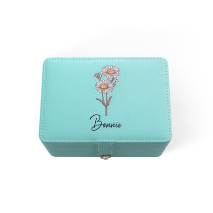 Custom Birth Flower Name Jewelry Box - Large