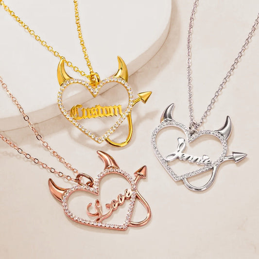 Personalized Devil Heart Name Necklace