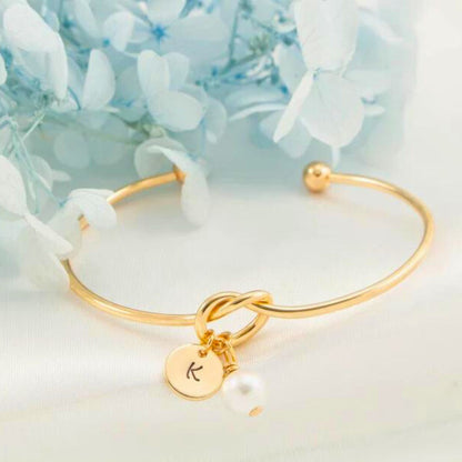 Custom Initial Knot Bangle Bracelet