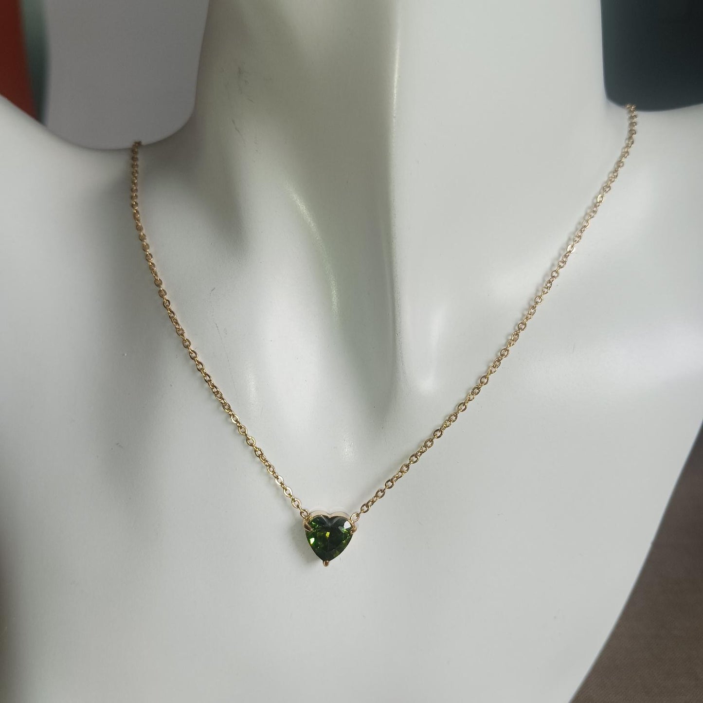 Dainty Heart Birthstone Necklace