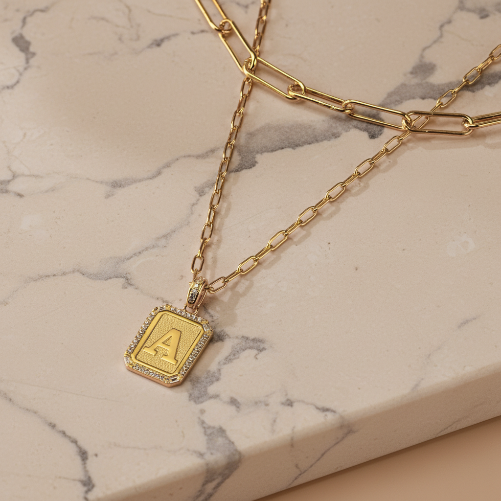 Custom Layered Necklace with Initial