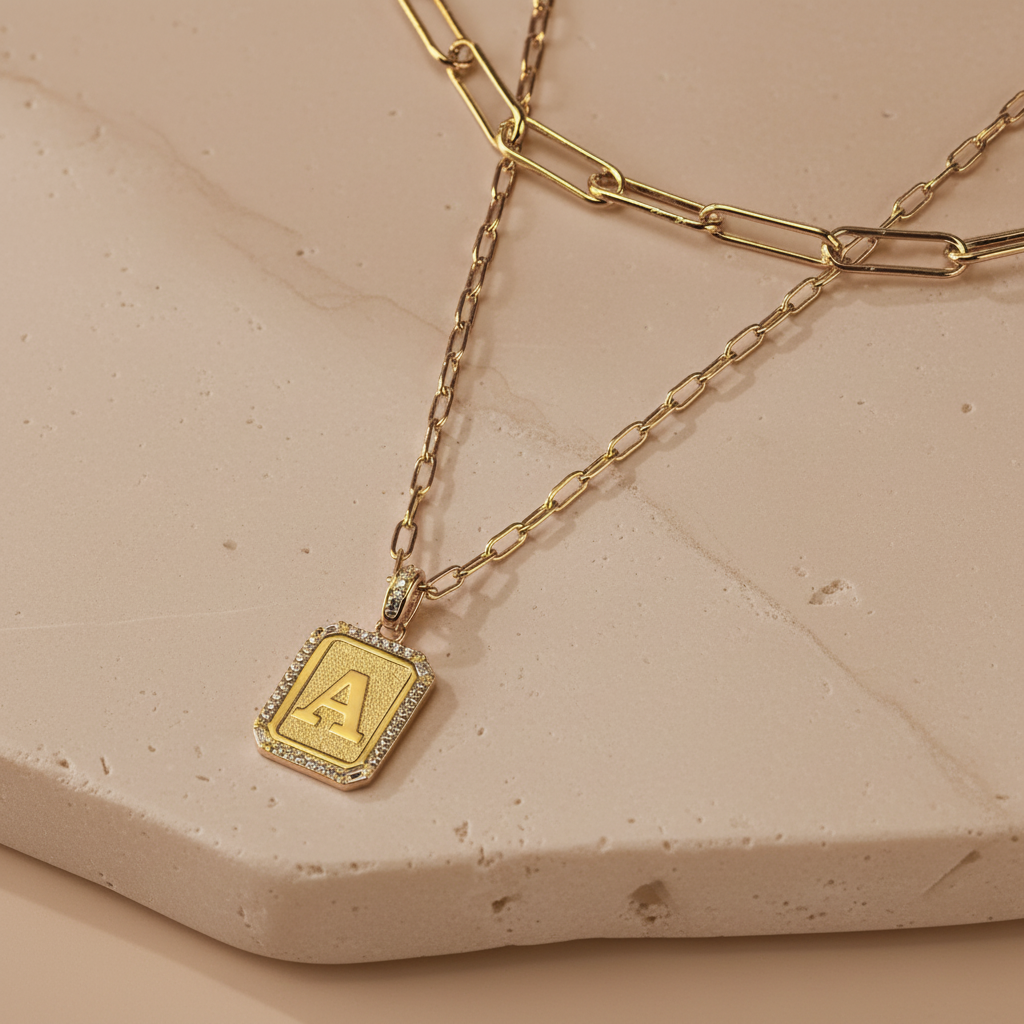 Custom Layered Necklace with Initial