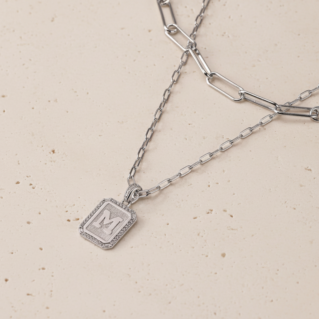 Custom Layered Necklace with Initial