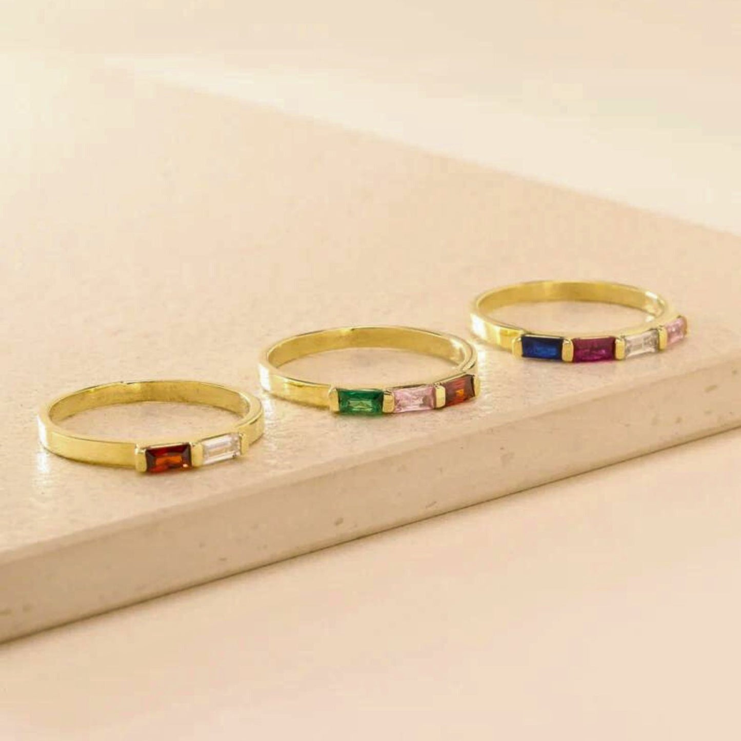 Combined Birthstone Stackable Rings