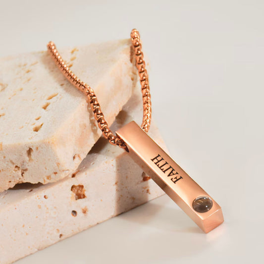 Custom Engraved Bar Projection Necklace