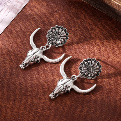 Western Cow Skull Dangle Earrings