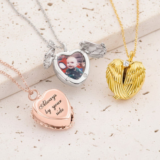 Angel Wings Photo Locket Urn Necklace